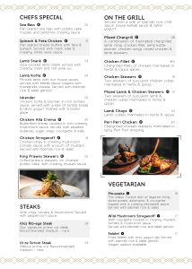 À la carte Menu – LA TURKA BISTRO